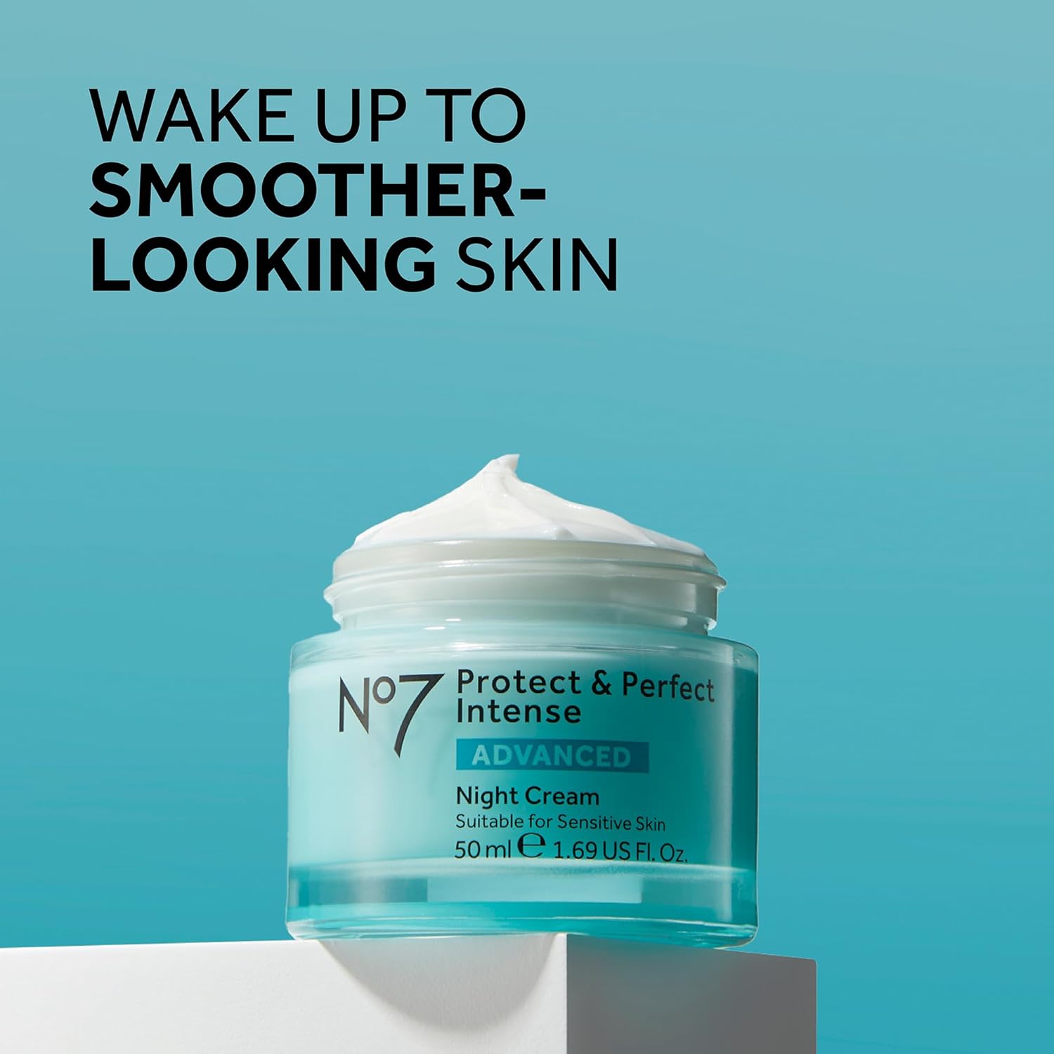 No7 Protect & Perfect Intense Advanced Night Cream Fragrance Free - Vitamin E & Shea Butter Face Cream - Fine Line Reducing Moisturizer with Collagen Peptide Technology (1.69 fl oz)